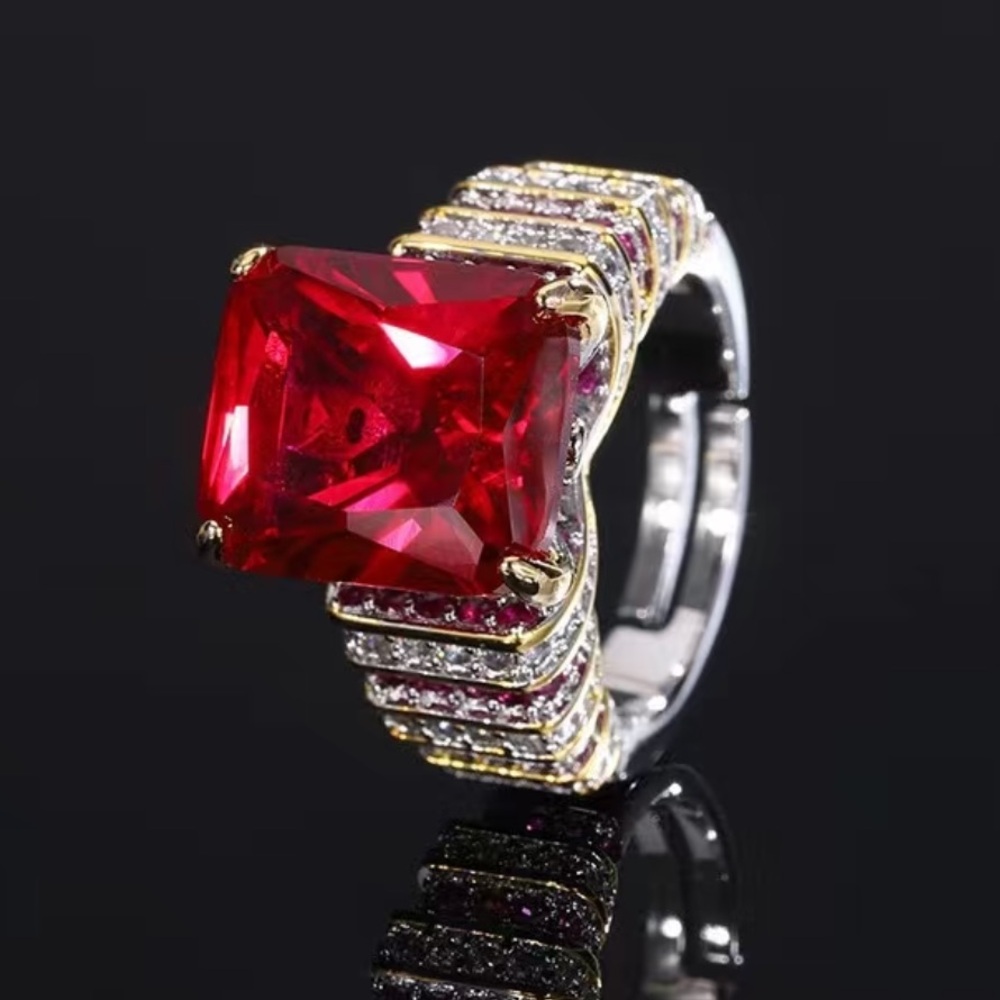 Josvoren Ruby grown gemstone open ring